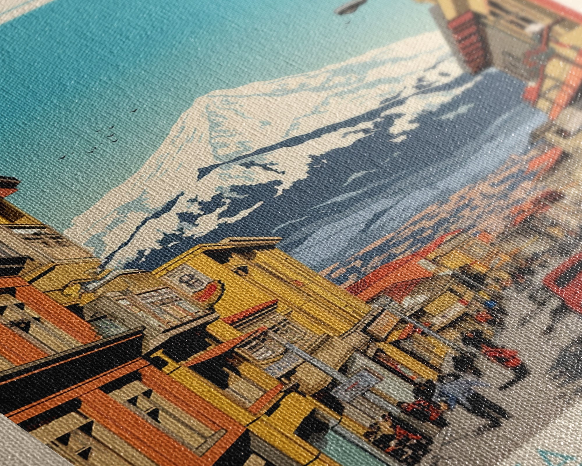 Erzurum Turkey Travel Poster Framed Canvas Print, Midcentury Modern Art, Pop Art Wall Decor, Scenic Wall Art, Living Room Decoration, Office Art