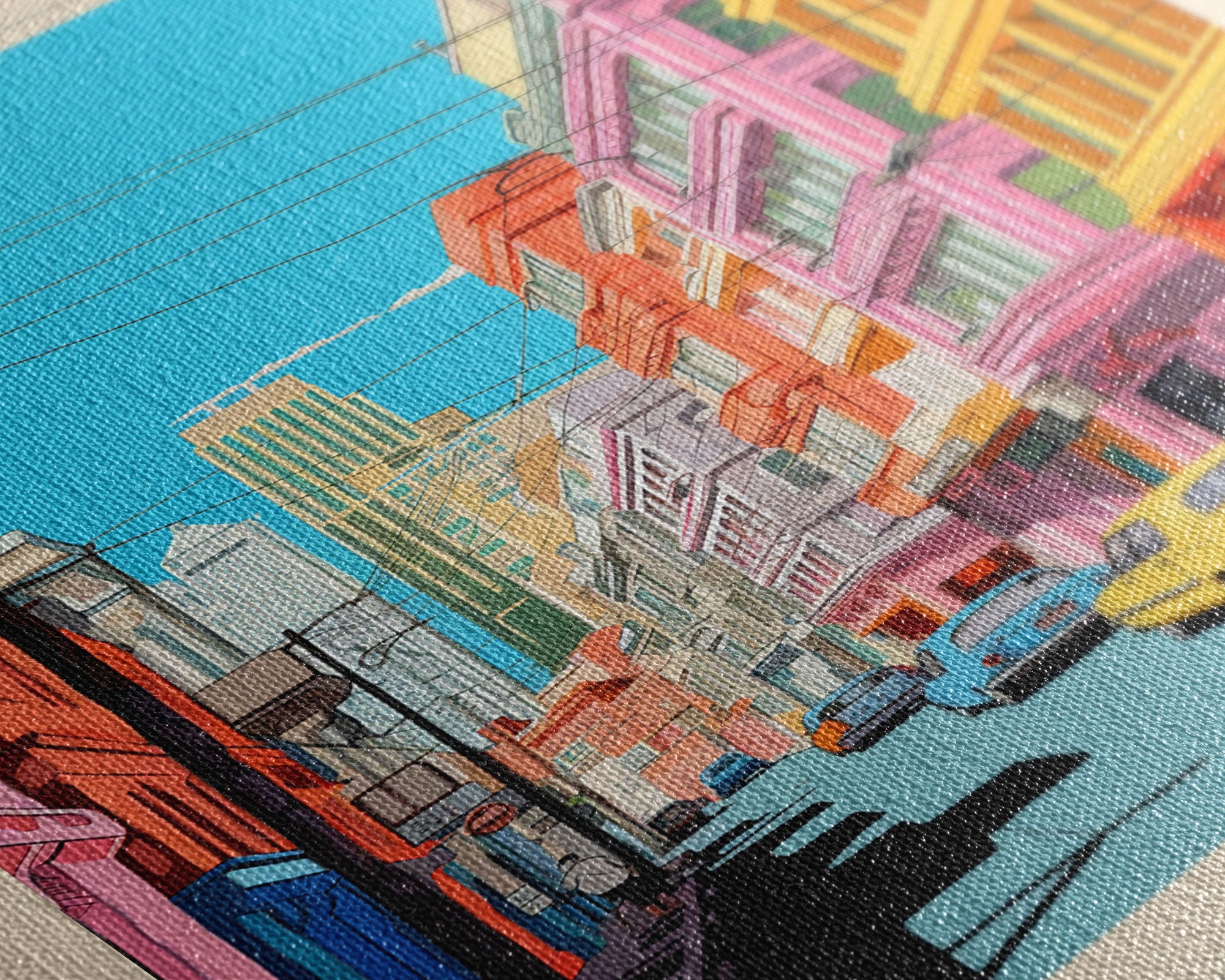 Eskişehir Turkey Travel Poster Framed Canvas Print, Midcentury Modern Art, Pop Art Wall Decor, Scenic Living Room Art, Bedroom Decor