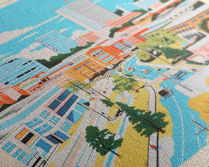 Espoo Finland Travel Poster Framed Canvas Print, Vintage Style, Pop Art Home Decor, Scenic Wall Art, Bedroom Decoration, Office Gift