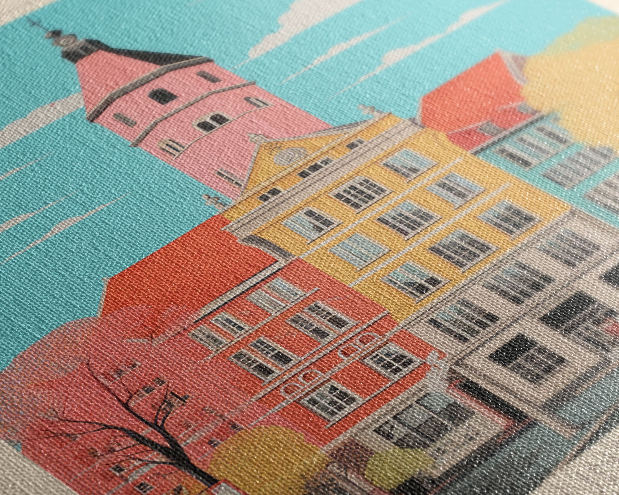 Essen Germany Travel Poster Framed Canvas Print, Midcentury Modern Art, Pop Art Wall Decor, Home Decor, Vacation Gift, Office Art