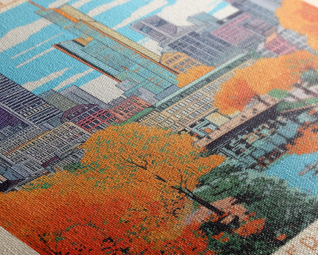 Frankfurt Germany Travel Poster Framed Canvas Print, Midcentury Modern Art, Pop Art Wall Decor, Scenic Wall Art, Living Room Decoration, Office Gift