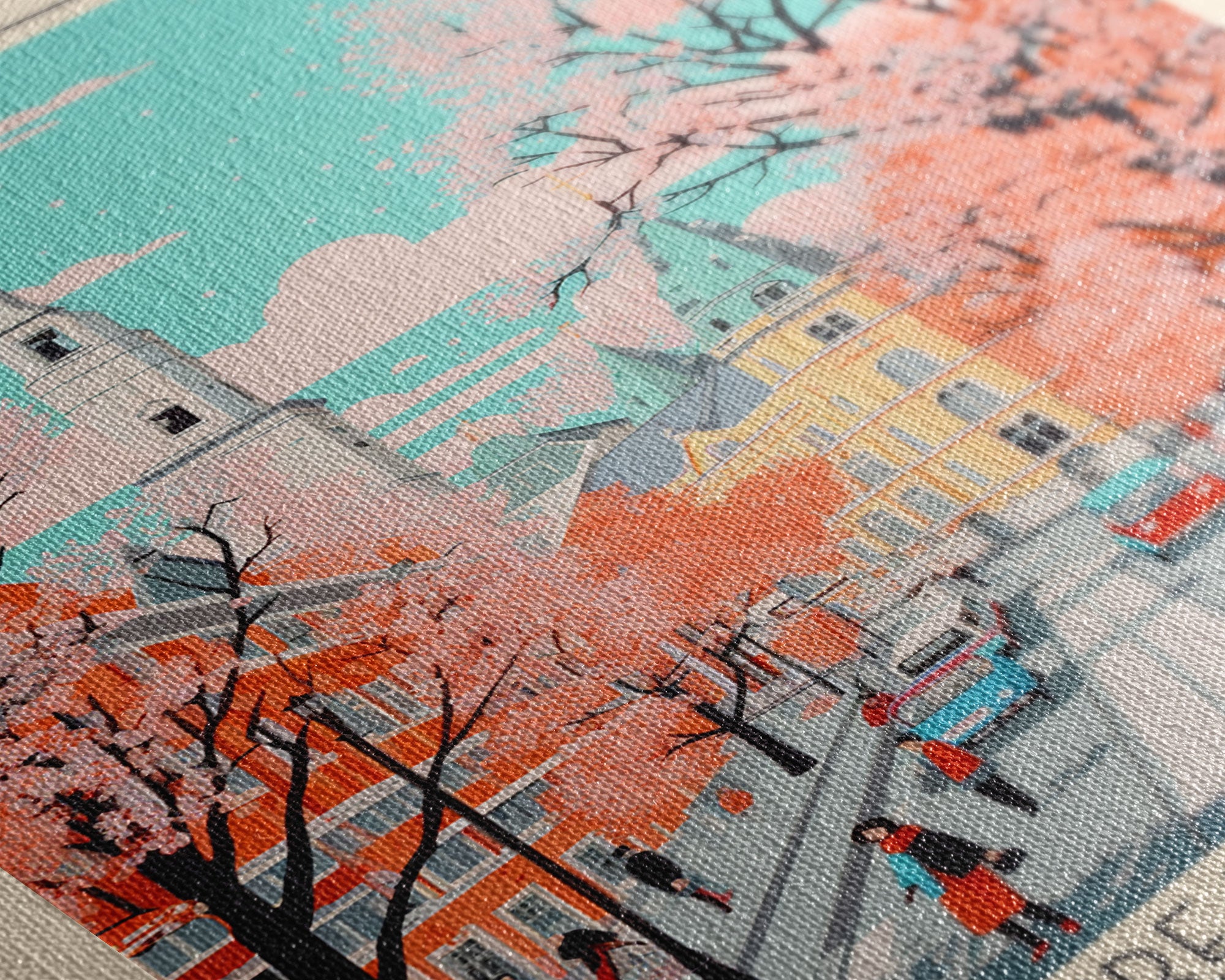 Galați Romania Travel Poster Framed Canvas Print, Midcentury Modern Art, Pop Art Wall Decor, Scenic Wall Art, Bedroom Decoration, Office Art