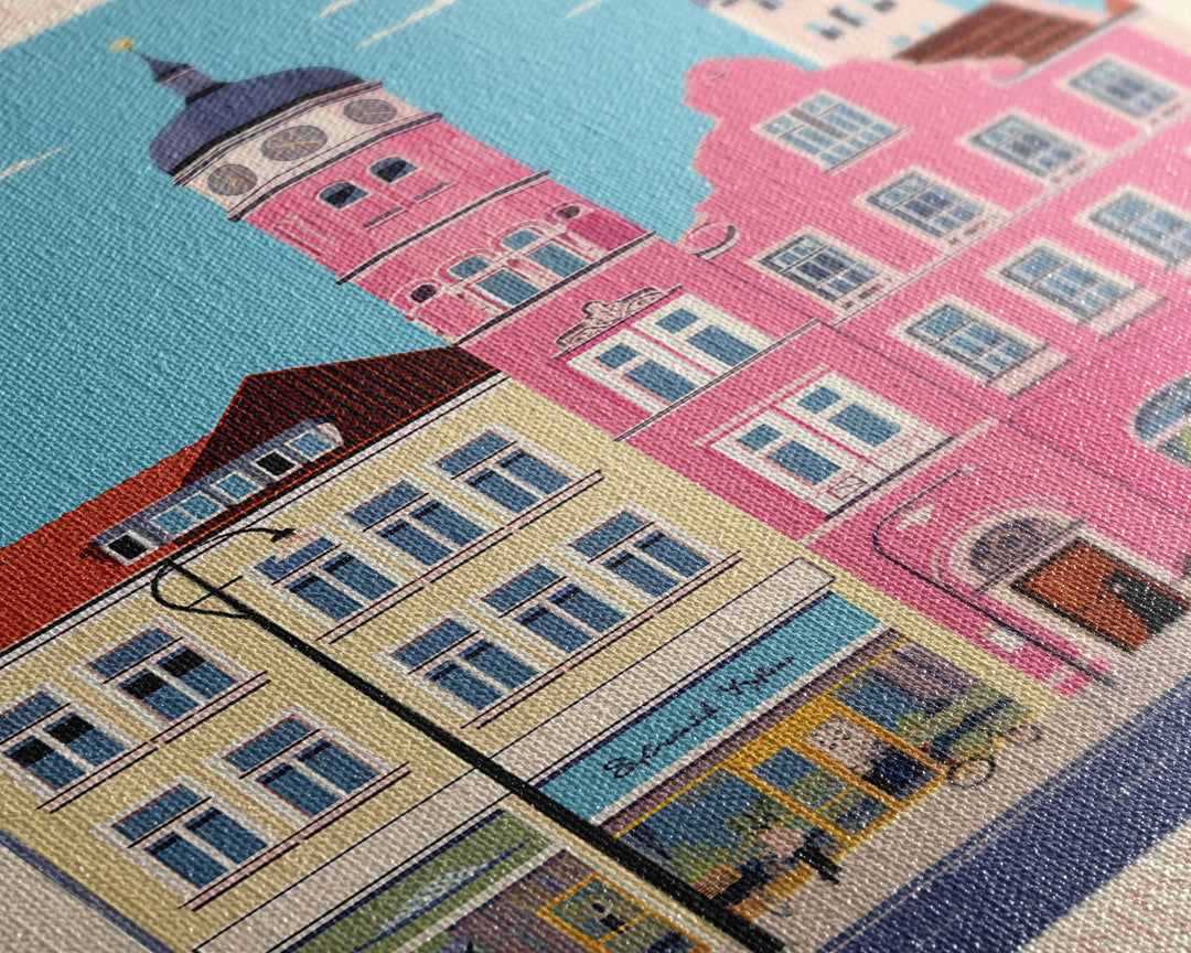 Gelsenkirchen Germany Travel Poster Framed Canvas Print, Midcentury Modern Art, Pop Art Wall Decor, Scenic Living Room Art, Bedroom Gift