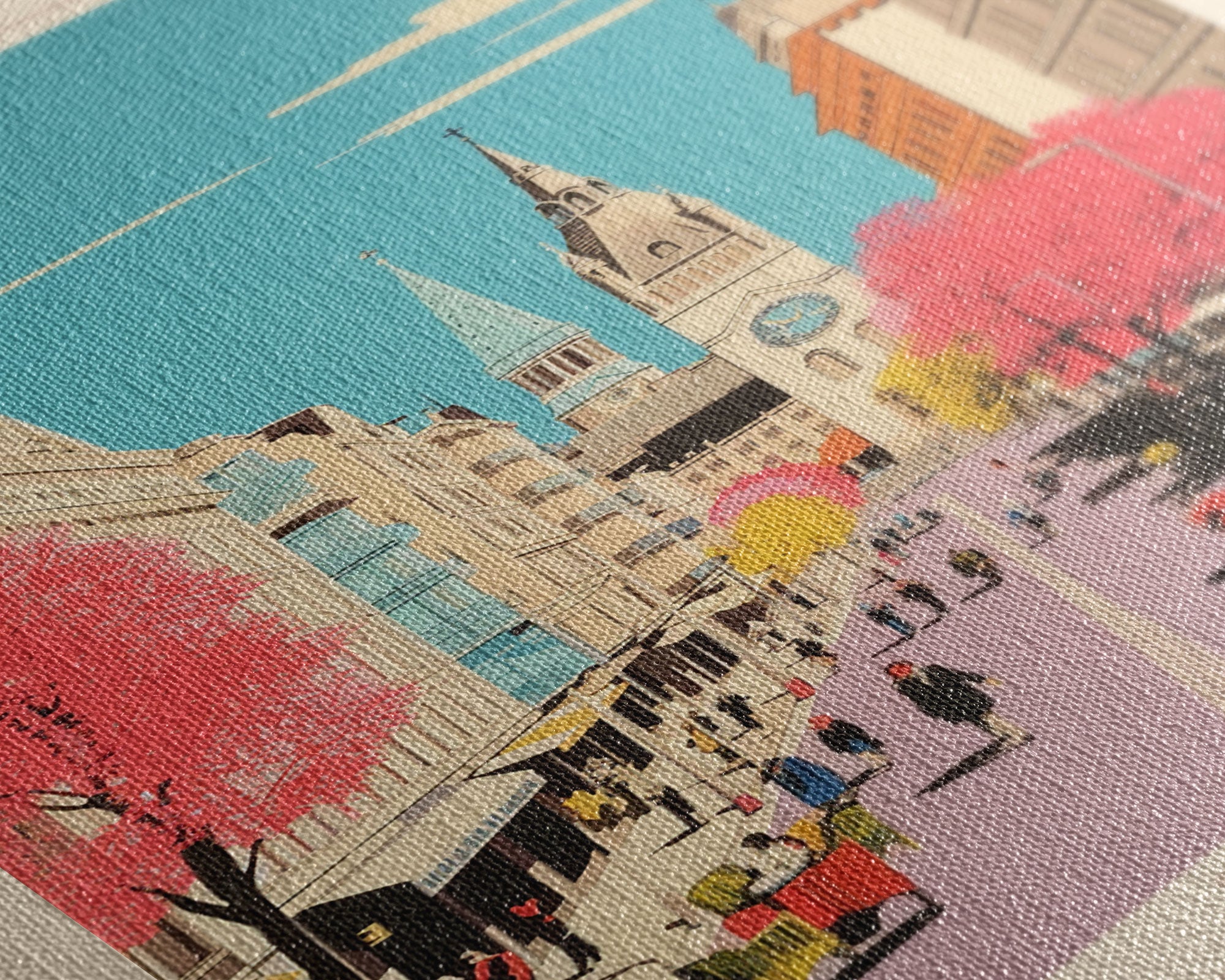 Geneva Switzerland Travel Poster Framed Canvas Print, Midcentury Modern Art, Pop Art Wall Decor, Scenic Wall Art, Living Room Decoration, Office Art