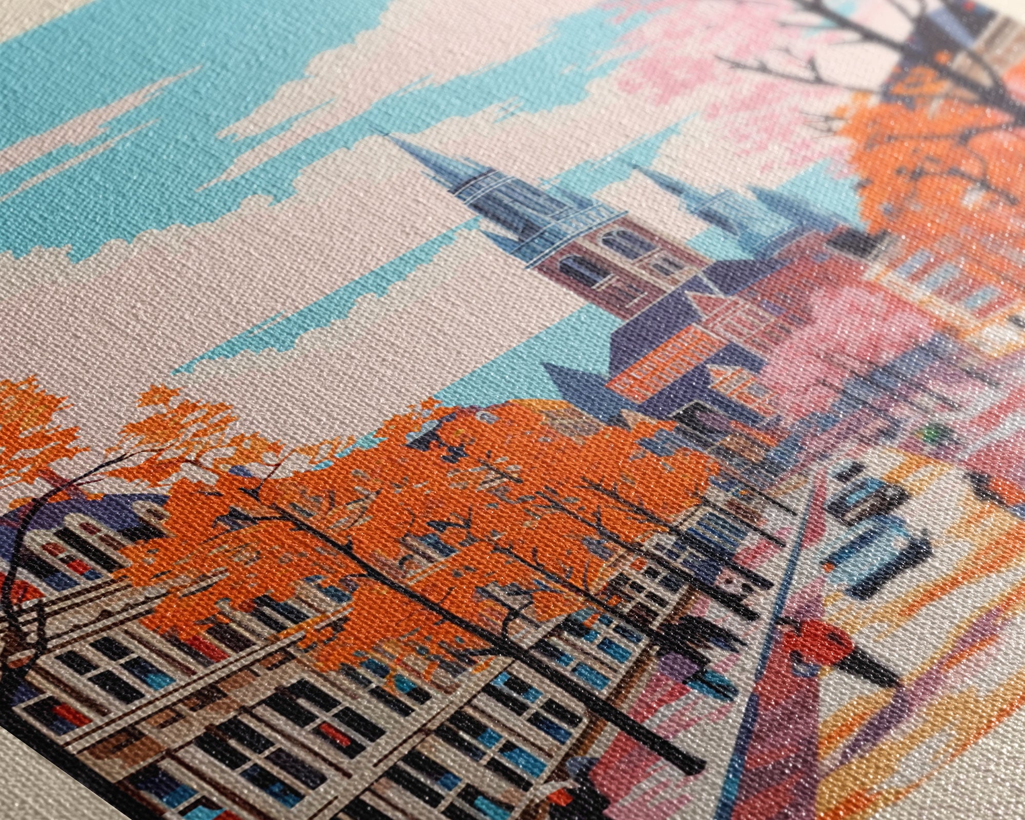 Genk Belgium Travel Poster Framed Canvas Print, Midcentury Modern Art, Pop Art Wall Decor, Home Decor, Vacation Gift, Bedroom Art