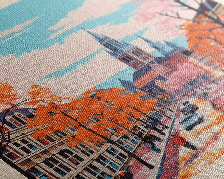 Genk Belgium Travel Poster Framed Canvas Print, Midcentury Modern Art, Pop Art Wall Decor, Home Decor, Vacation Gift, Bedroom Art