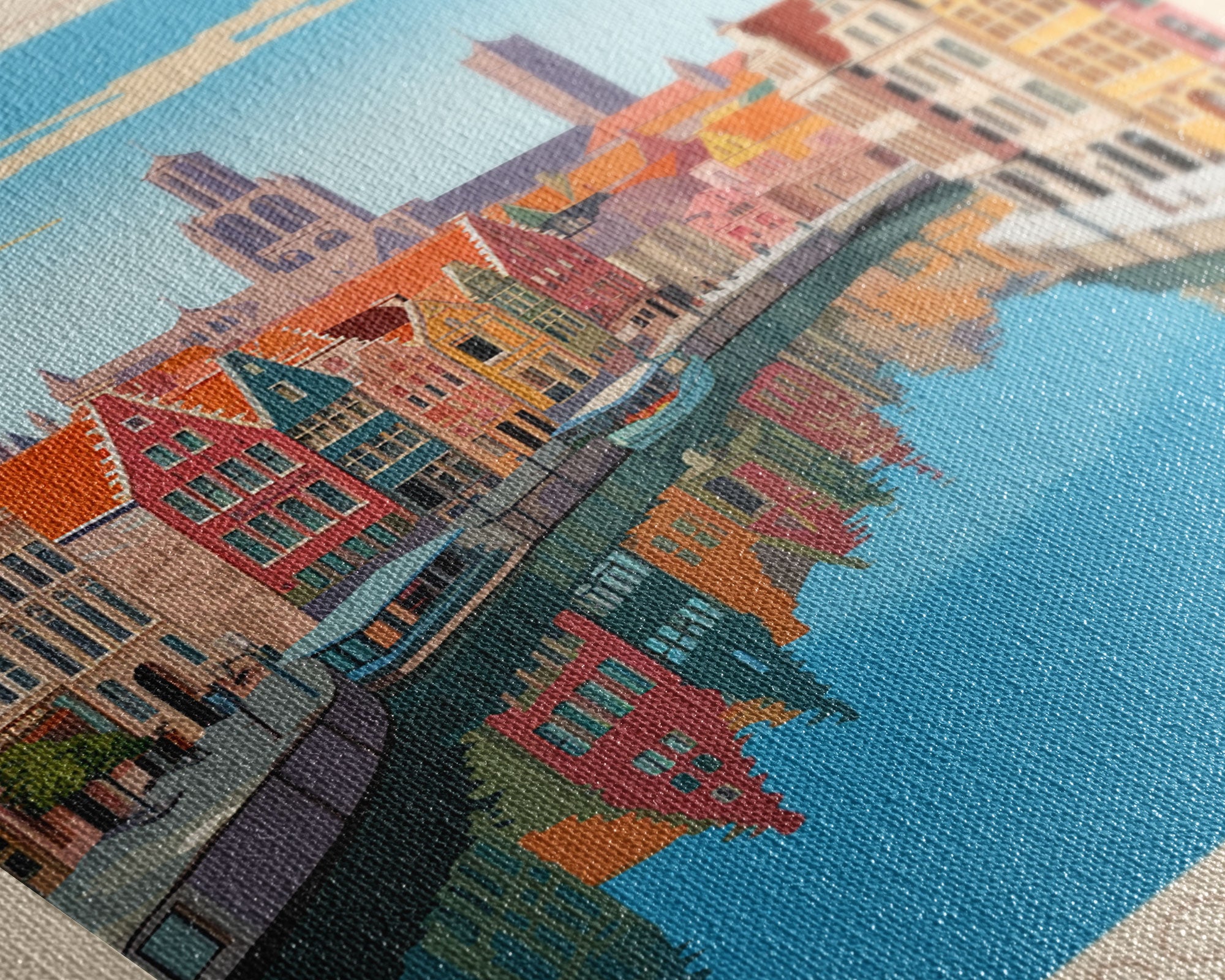 Ghent Belgium Travel Poster Framed Canvas Print, Midcentury Modern Art, Pop Art Wall Decor, Scenic Wall Art, Living Room Decoration, Office Art