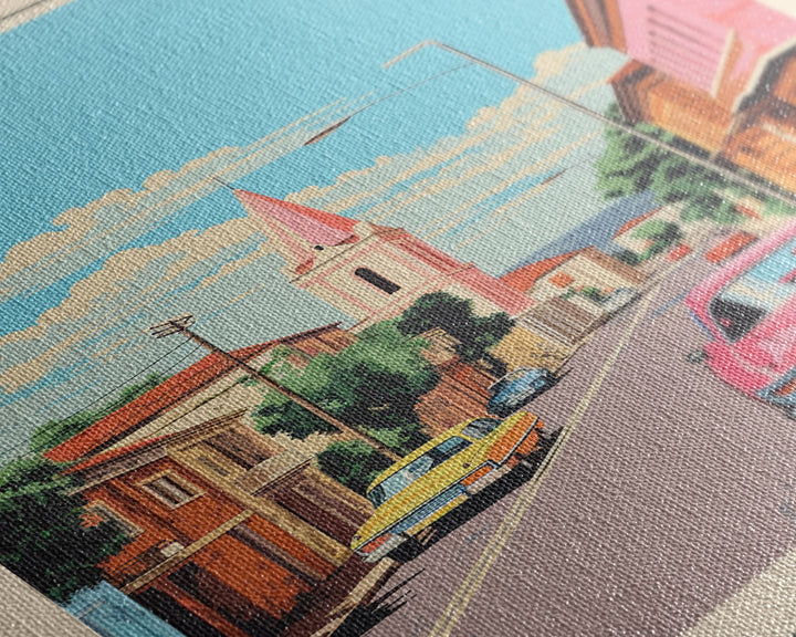 Gori Georgia Travel Poster Framed Canvas Print, Midcentury Modern Art, Pop Art Wall Decor, Scenic Wall Art, Living Room Decoration, Office Art