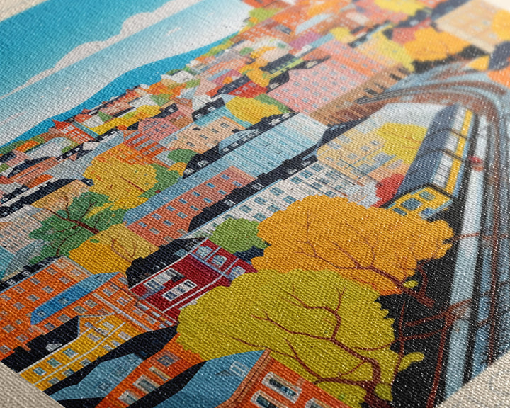 Gothenburg Sweden Travel Poster Framed Canvas Print, Midcentury Modern Art, Pop Art Wall Decor, Scenic Bedroom Art, Office Decoration