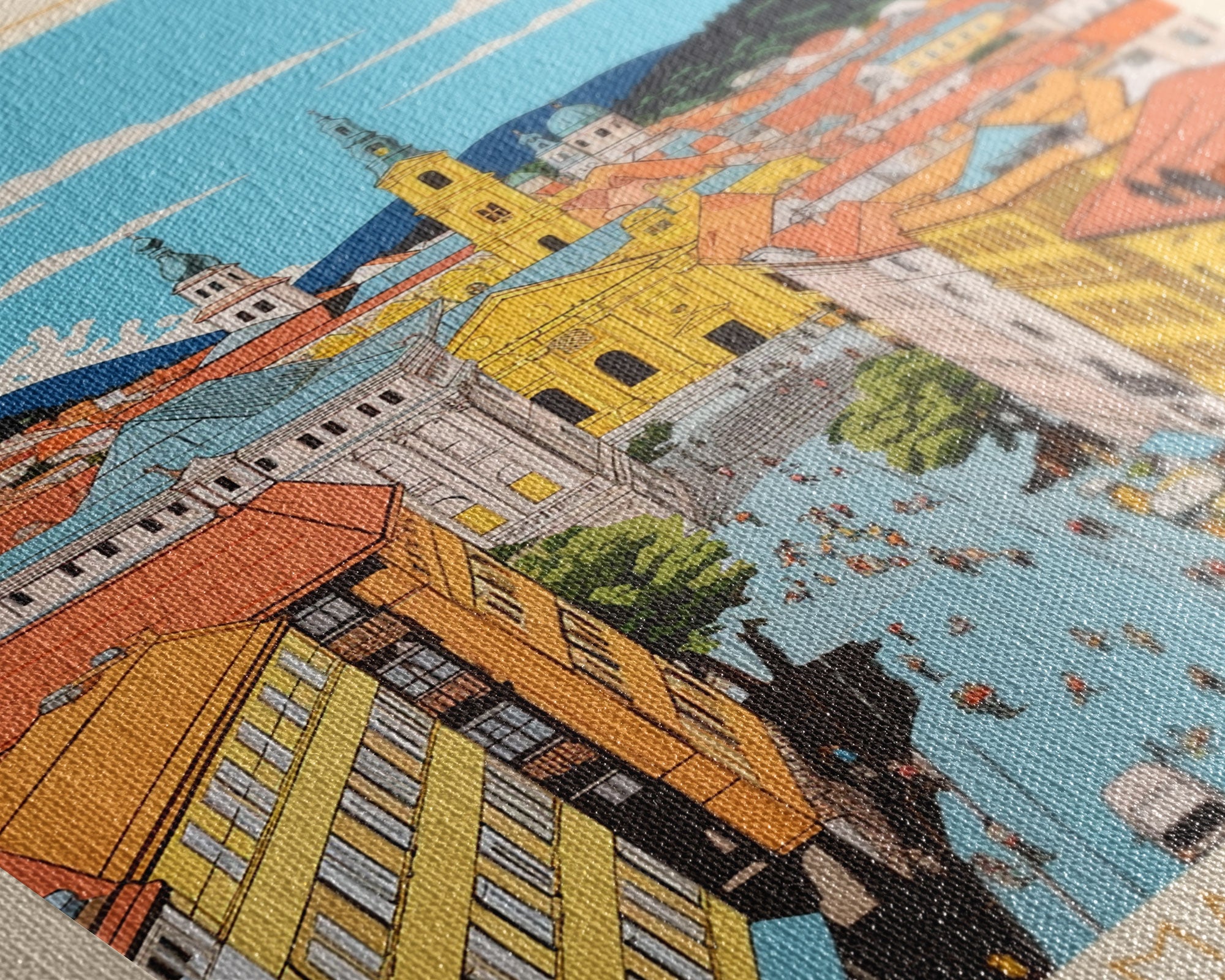 Graz Austria Travel Poster Framed Canvas Print, Vintage Style, Pop Art Home Decor, Scenic Wall Art, Bedroom Decoration, Office Gift