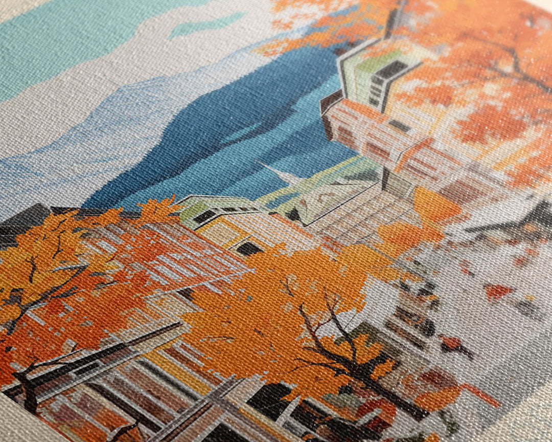 Grenoble France Travel Poster Framed Canvas Print, Midcentury Modern Art, Pop Art Wall Decor, Home Decor, Vacation Gift, Office Art