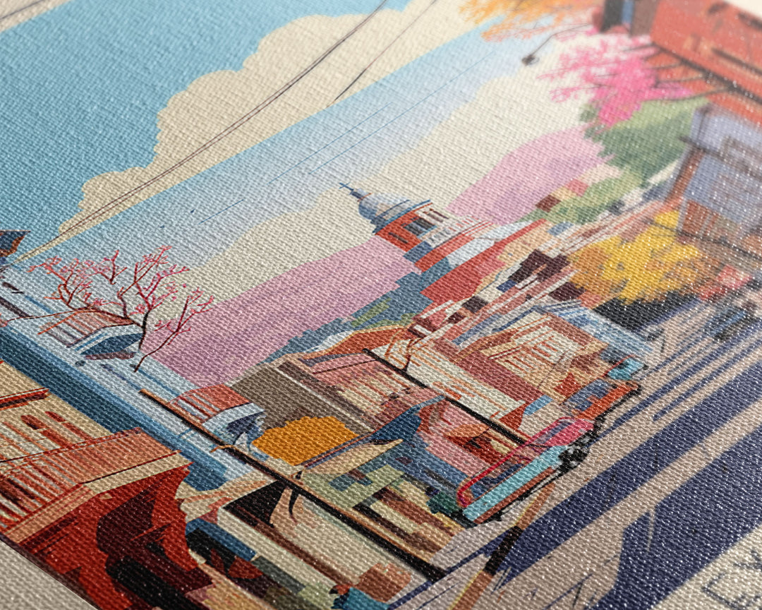 Gyumri Armenia Travel Poster Framed Canvas Print, Midcentury Modern Art, Pop Art Wall Decor, Home Decor, Vacation Gift, Bedroom Art