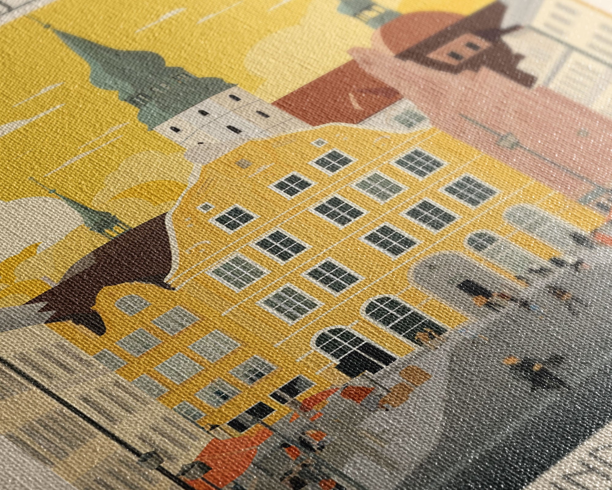 Halle Germany Travel Poster Framed Canvas Print, Midcentury Modern Art, Pop Art Wall Decor, Scenic Living Room Art, Bedroom Decor