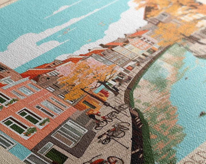 Horsens Denmark Travel Poster Framed Canvas Print, Midcentury Modern Art, Pop Art Wall Decor, Home Decor, Vacation Gift, Office Art