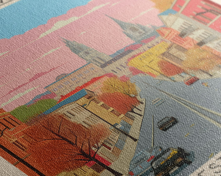 Ivano-Frankivsk Ukraine Travel Poster Framed Canvas Print, Vintage Style, Pop Art Home Decor, Scenic Wall Art, Bedroom Decoration, Office Gift