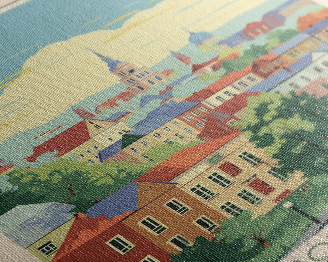 Izhevsk Russia Travel Poster Framed Canvas Print, Midcentury Modern Art, Pop Art Wall Decor, Scenic Living Room Art, Bedroom Gift