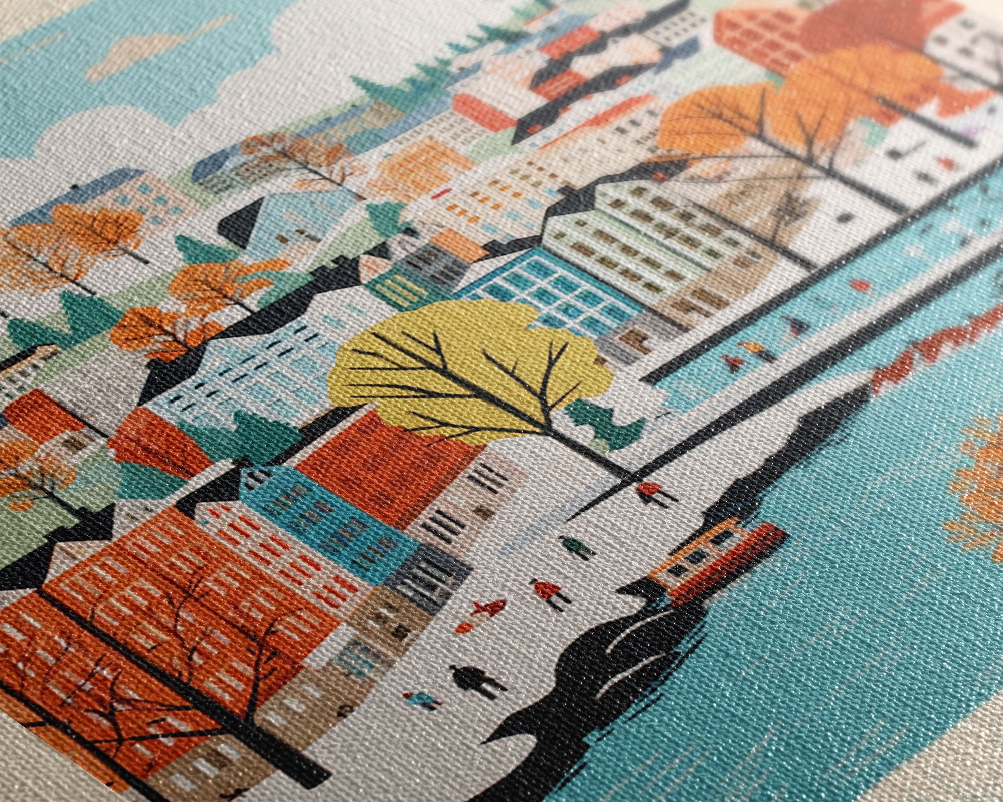 Jyväskylä Finland Travel Poster Framed Canvas Print, Vintage Style, Pop Art Home Decor, Scenic Wall Art, Bedroom Decoration, Office Gift