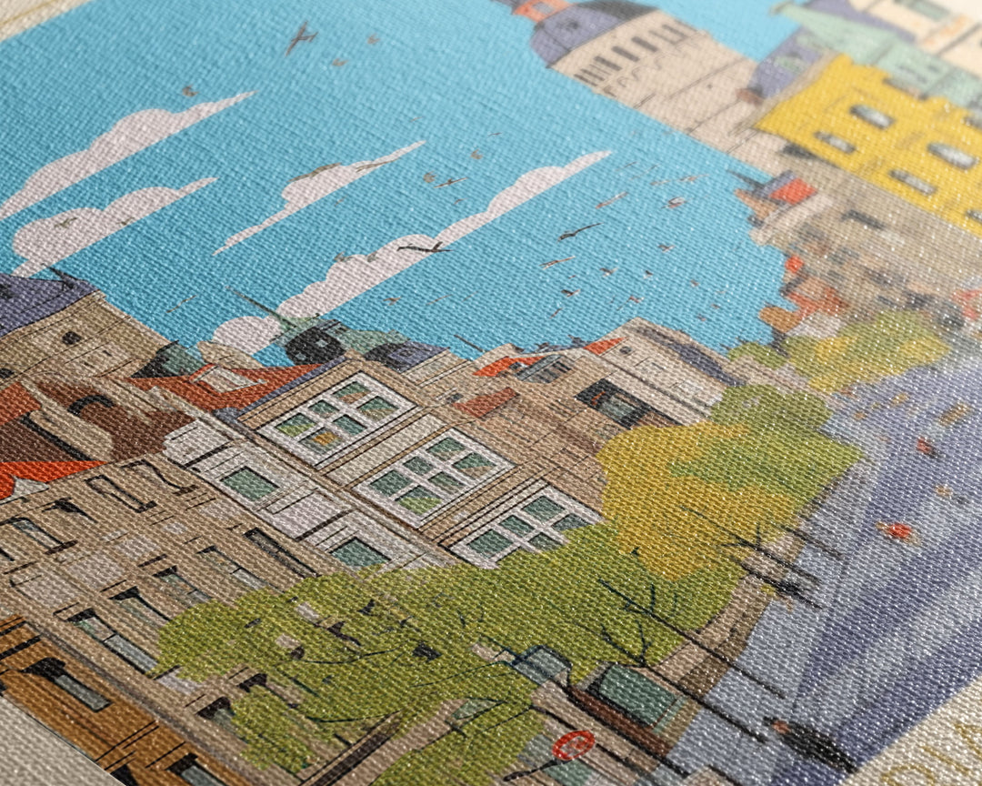 Kaliningrad Russia Travel Poster Framed Canvas Print, Midcentury Modern Art, Pop Art Wall Decor, Home Decor, Vacation Gift, Bedroom Art