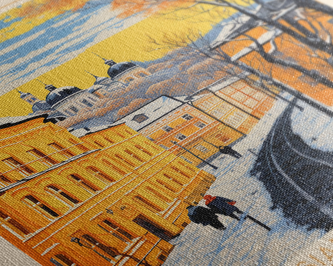 Kaluga Russia Travel Poster Framed Canvas Print, Midcentury Modern Art, Pop Art Wall Decor, Scenic Wall Art, Bedroom Decoration