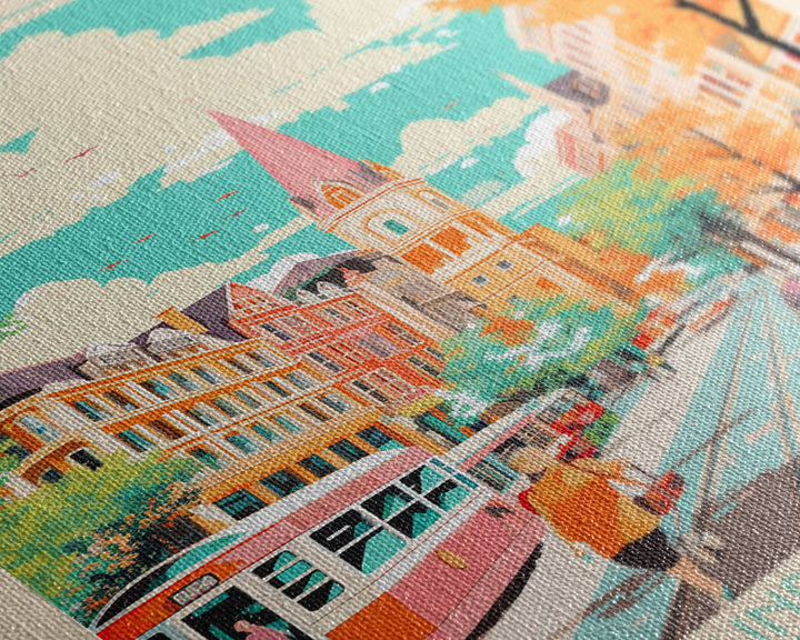 Karlsruhe Germany Travel Poster Framed Canvas Print, Vintage Style, Pop Art Home Decor, Scenic Wall Art, Bedroom Decoration, Office Gift