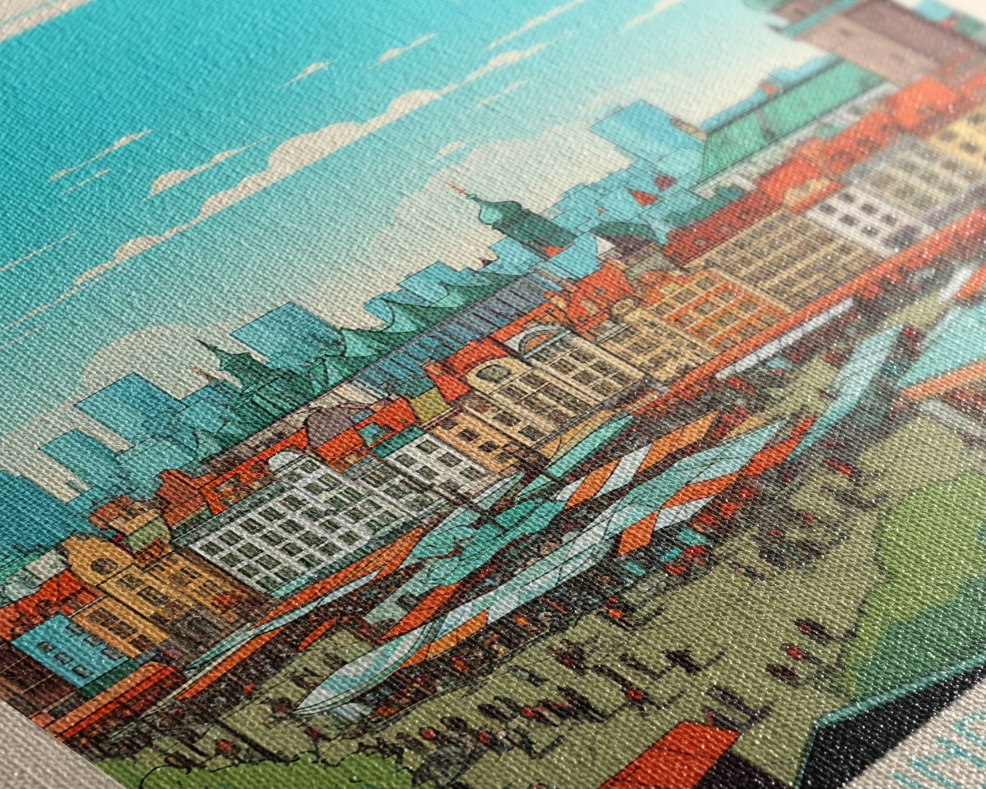 Katowice Poland Travel Poster Framed Canvas Print, Midcentury Modern Art, Pop Art Wall Decor, Home Decor, Vacation Gift, Office Art