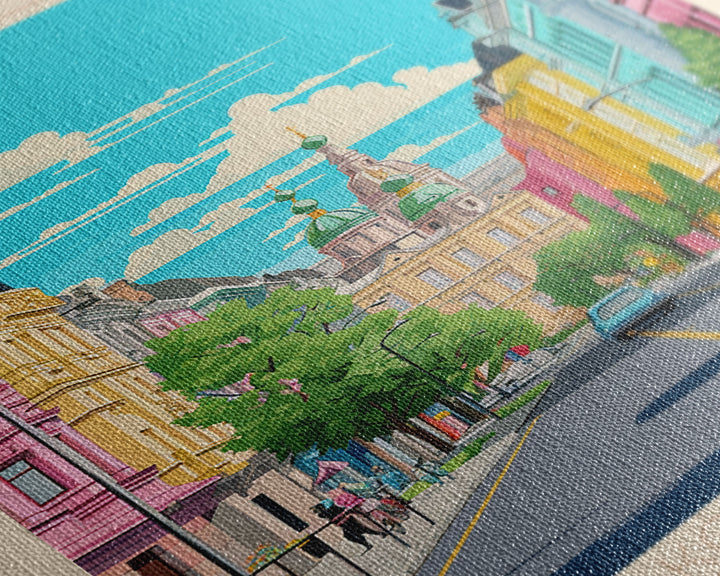 Kemerovo Russia Travel Poster Framed Canvas Print, Vintage Style, Pop Art Home Decor, Scenic Wall Art, Bedroom Decoration, Office Gift