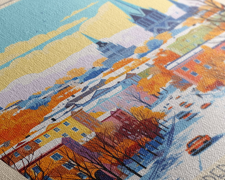 Khabarovsk Russia Travel Poster Framed Canvas Print, Midcentury Modern Art, Pop Art Wall Decor, Home Decor, Vacation Gift, Office Art