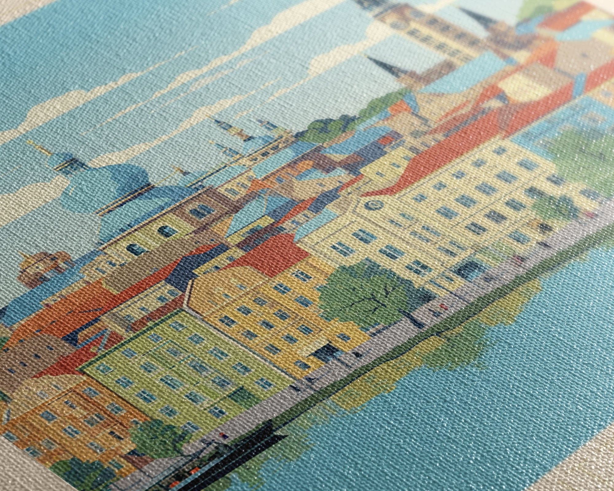 Kharkiv Ukraine Travel Poster Framed Canvas Print, Midcentury Modern Art, Pop Art Wall Decor, Scenic Living Room Art, Bedroom Gift