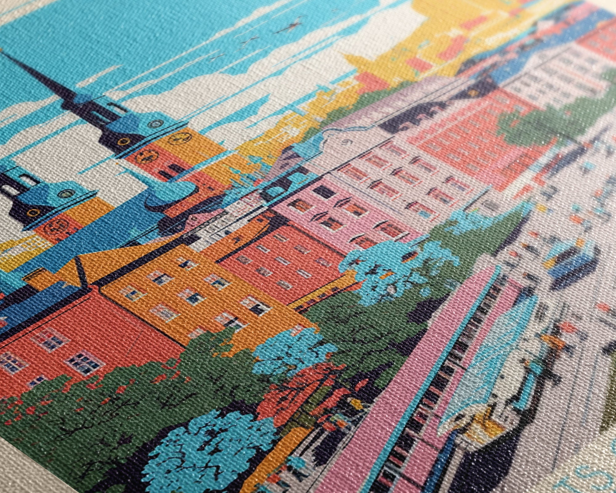 Khimki Russia Travel Poster Framed Canvas Print, Midcentury Modern Art, Pop Art Wall Decor, Home Decor, Vacation Gift, Bedroom Art