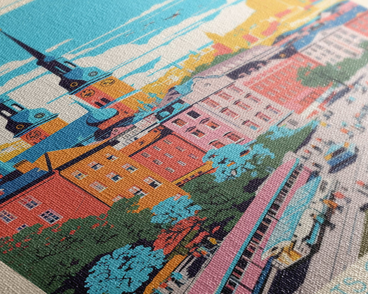 Khimki Russia Travel Poster Framed Canvas Print, Midcentury Modern Art, Pop Art Wall Decor, Home Decor, Vacation Gift, Bedroom Art