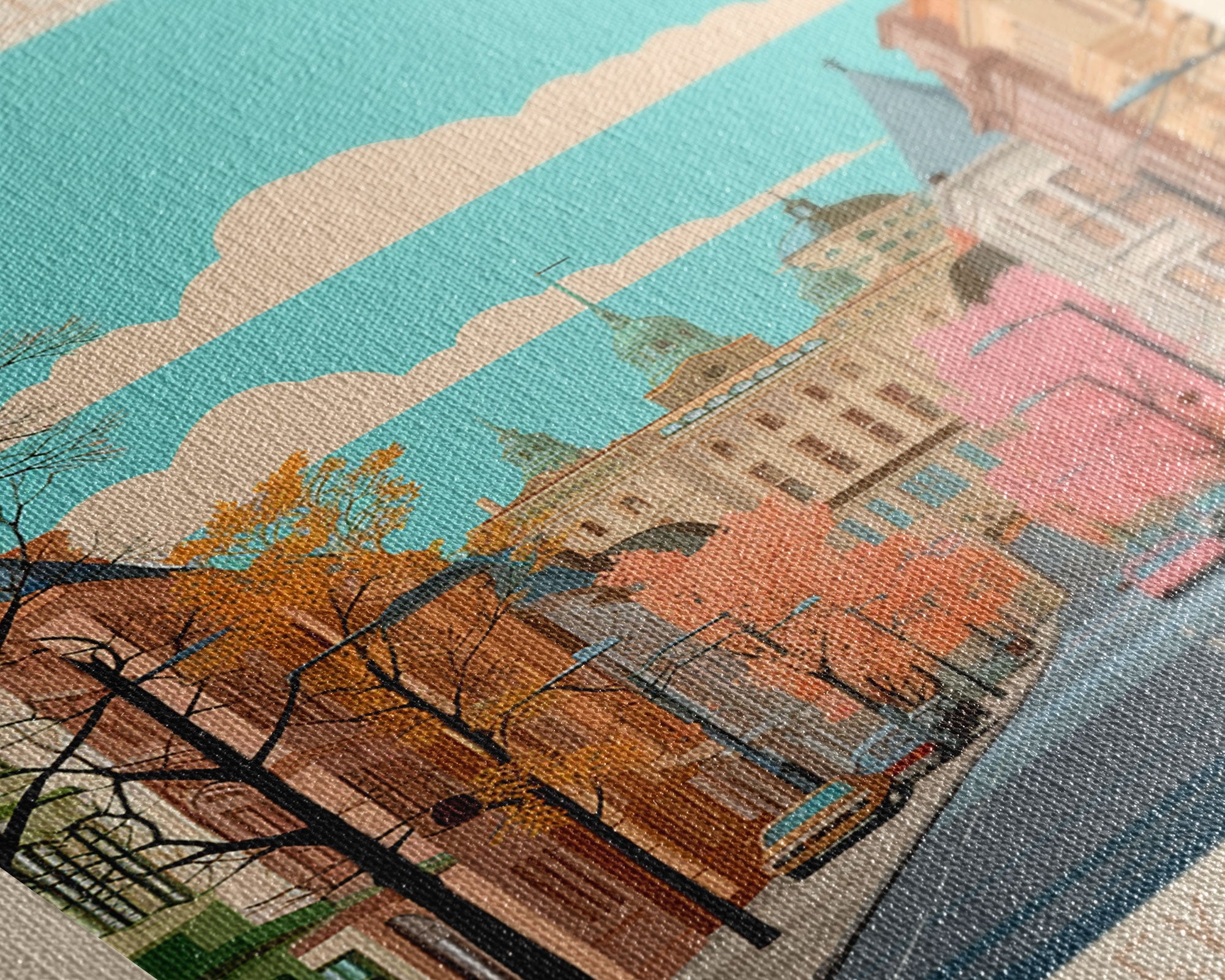 Khmelnytskyi Ukraine Travel Poster Framed Canvas Print, Midcentury Modern Art, Pop Art Wall Decor, Scenic Wall Art, Living Room Decoration, Office Gift