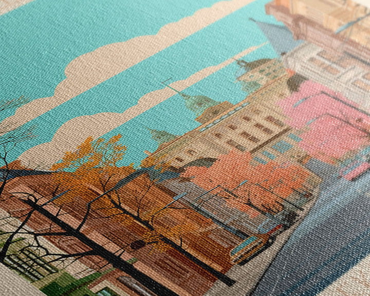 Khmelnytskyi Ukraine Travel Poster Framed Canvas Print, Midcentury Modern Art, Pop Art Wall Decor, Scenic Wall Art, Living Room Decoration, Office Gift