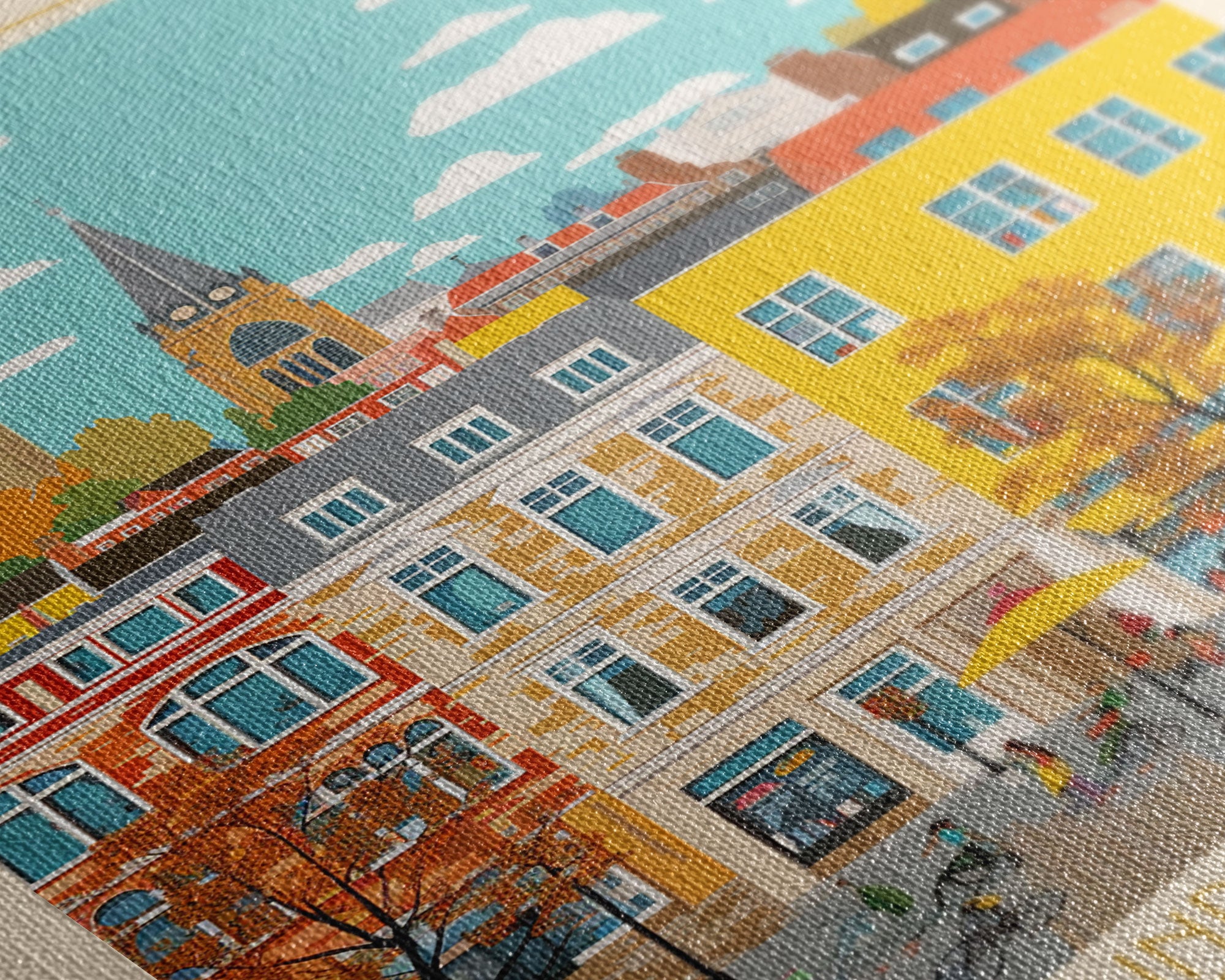 Kiel Germany Travel Poster Framed Canvas Print, Midcentury Modern Art, Pop Art Wall Decor, Scenic Wall Art, Living Room Decoration, Office Art