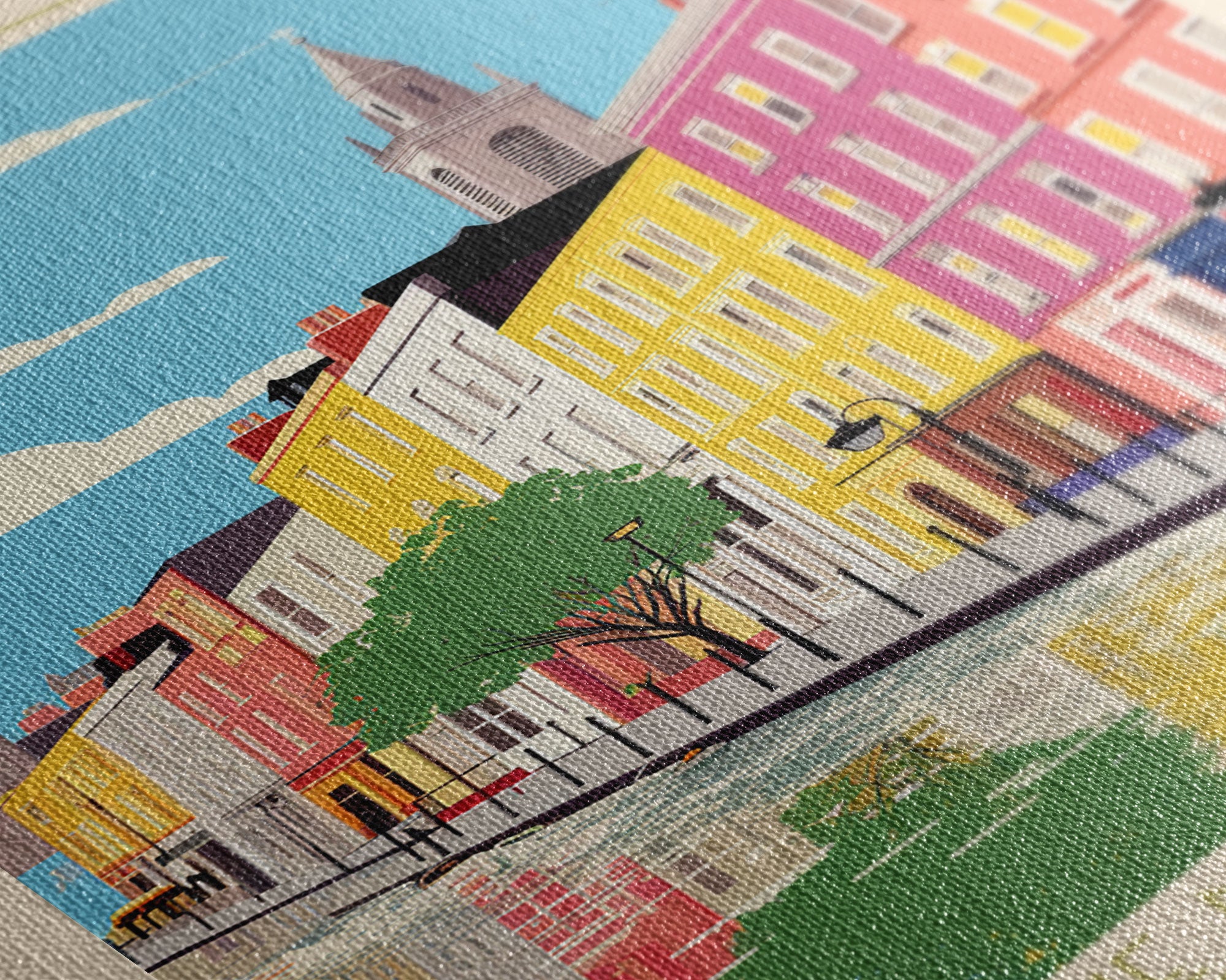 Kilkenny Ireland Travel Poster Framed Canvas Print, Midcentury Modern Art, Pop Art Wall Decor, Scenic Bedroom Art, Office Decoration