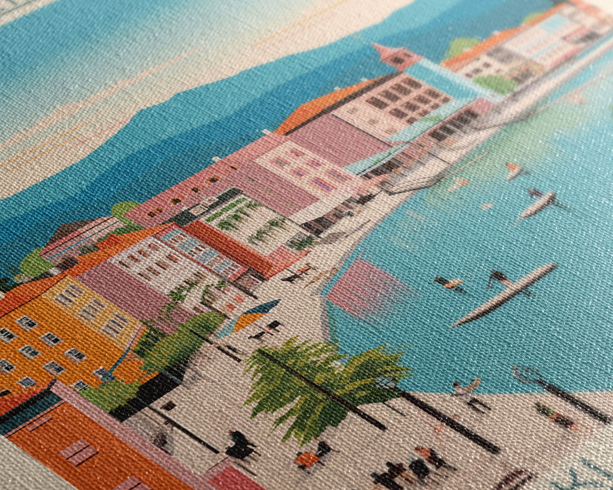 Klagenfurt am Wörthersee Austria Travel Poster Framed Canvas Print, Vintage Style, Pop Art Home Decor, Scenic Wall Art, Bedroom Decoration, Office Gift