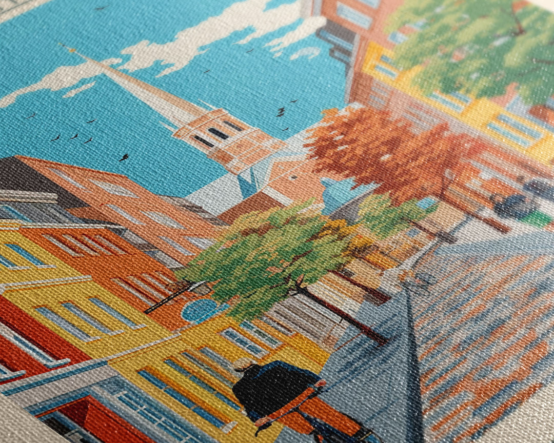 Komsomolsk on Amur Russia Travel Poster Framed Canvas Print, Midcentury Modern Art, Pop Art Wall Decor, Scenic Wall Art, Living Room Decoration, Office Art