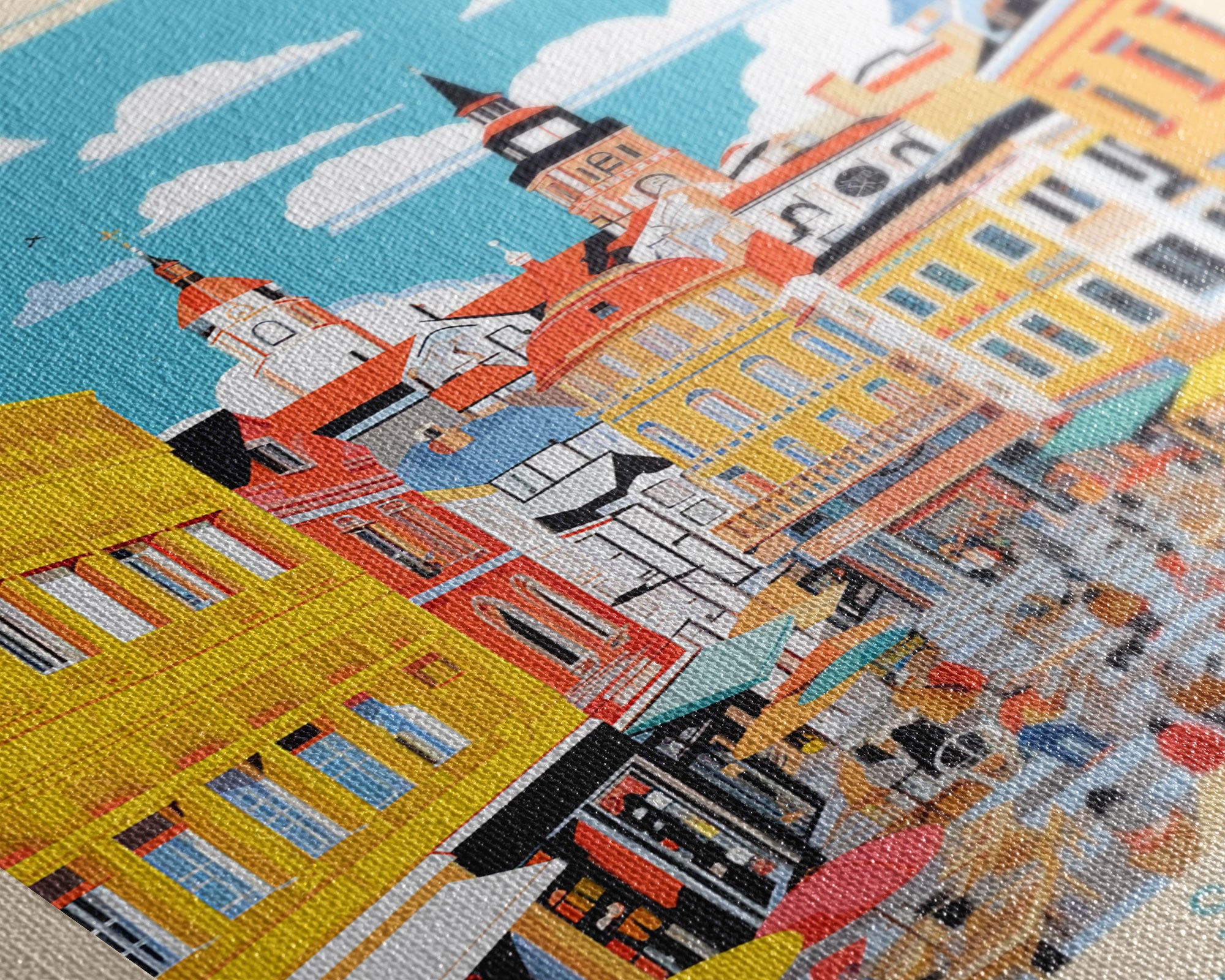 Kragujevac Serbia Travel Poster Framed Canvas Print, Midcentury Modern Art, Pop Art Wall Decor, Scenic Wall Art, Living Room Decoration, Office Art