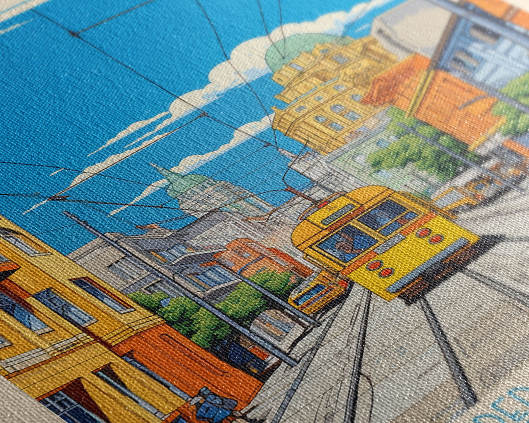 Krasnodar Russia Travel Poster Framed Canvas Print, Midcentury Modern Art, Pop Art Wall Decor, Scenic Wall Art, Living Room Decoration, Office Art