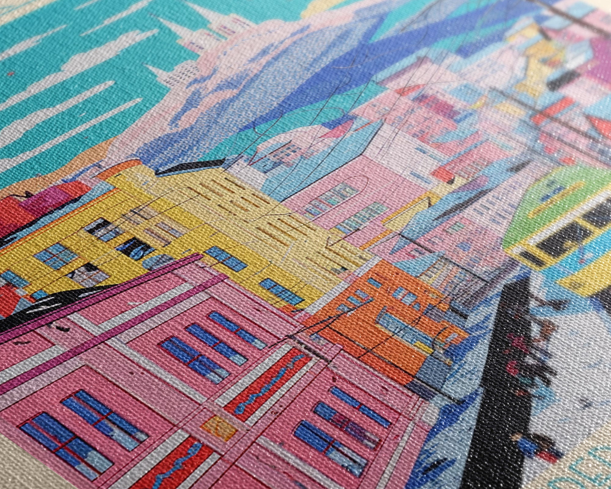 Krasnoyarsk Russia Travel Poster Framed Canvas Print, Midcentury Modern Art, Pop Art Wall Decor, Scenic Bedroom Art, Office Decoration