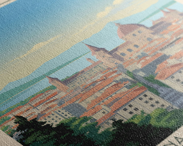 Lausanne Switzerland Travel Poster Framed Canvas Print, Midcentury Modern Art, Pop Art Wall Decor, Scenic Wall Art, Living Room Decoration, Office Art