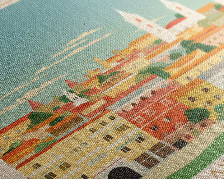 Leganés Spain Travel Poster Framed Canvas Print, Vintage Style, Pop Art Home Decor, Scenic Wall Art, Bedroom Decoration, Office Gift