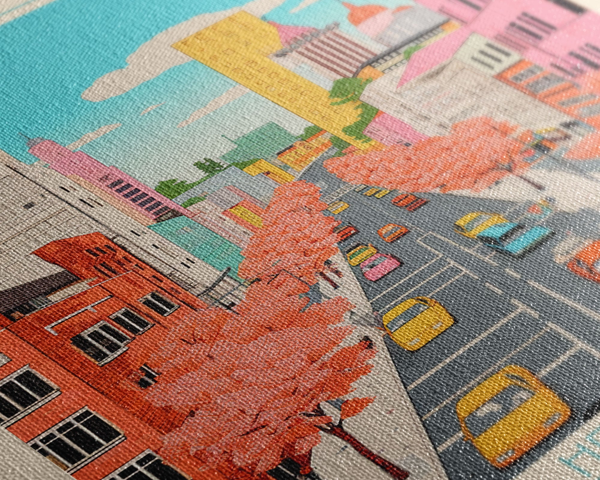 Leipzig Germany Travel Poster Framed Canvas Print, Midcentury Modern Art, Pop Art Wall Decor, Scenic Living Room Art, Bedroom Gift