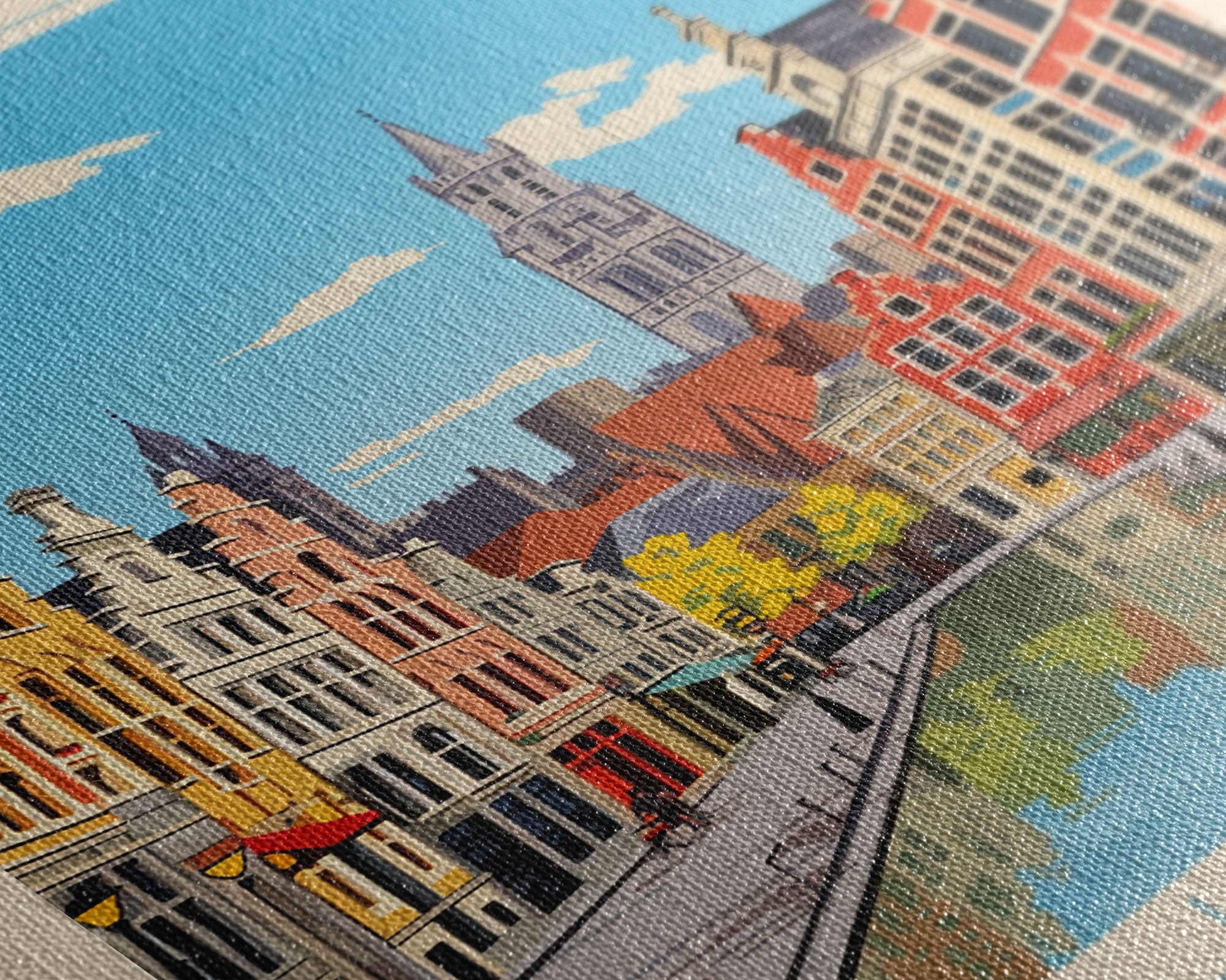 Leuven Belgium Travel Poster Framed Canvas Print, Midcentury Modern Art, Pop Art Wall Decor, Home Decor, Vacation Gift, Bedroom Art