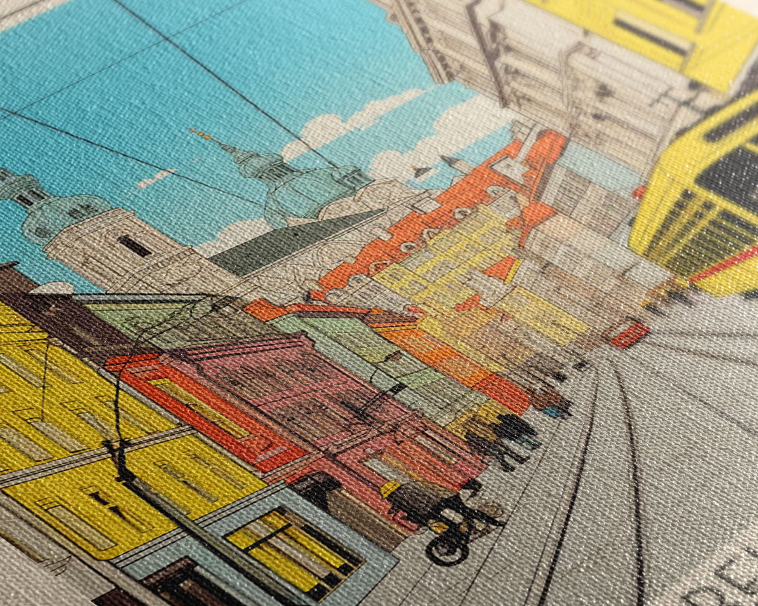 Liberec Czech Republic Travel Poster Framed Canvas Print, Midcentury Modern Art, Pop Art Wall Decor, Scenic Wall Art, Living Room Decoration, Office Gift