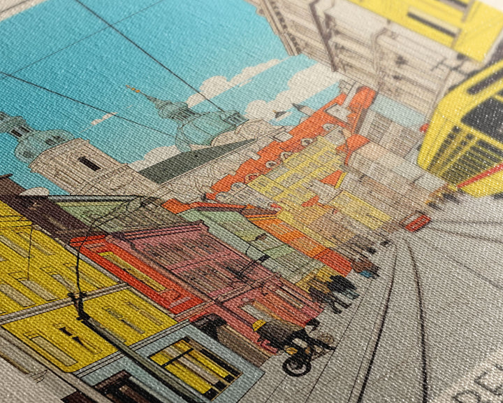 Liberec Czech Republic Travel Poster Framed Canvas Print, Midcentury Modern Art, Pop Art Wall Decor, Scenic Wall Art, Living Room Decoration, Office Gift