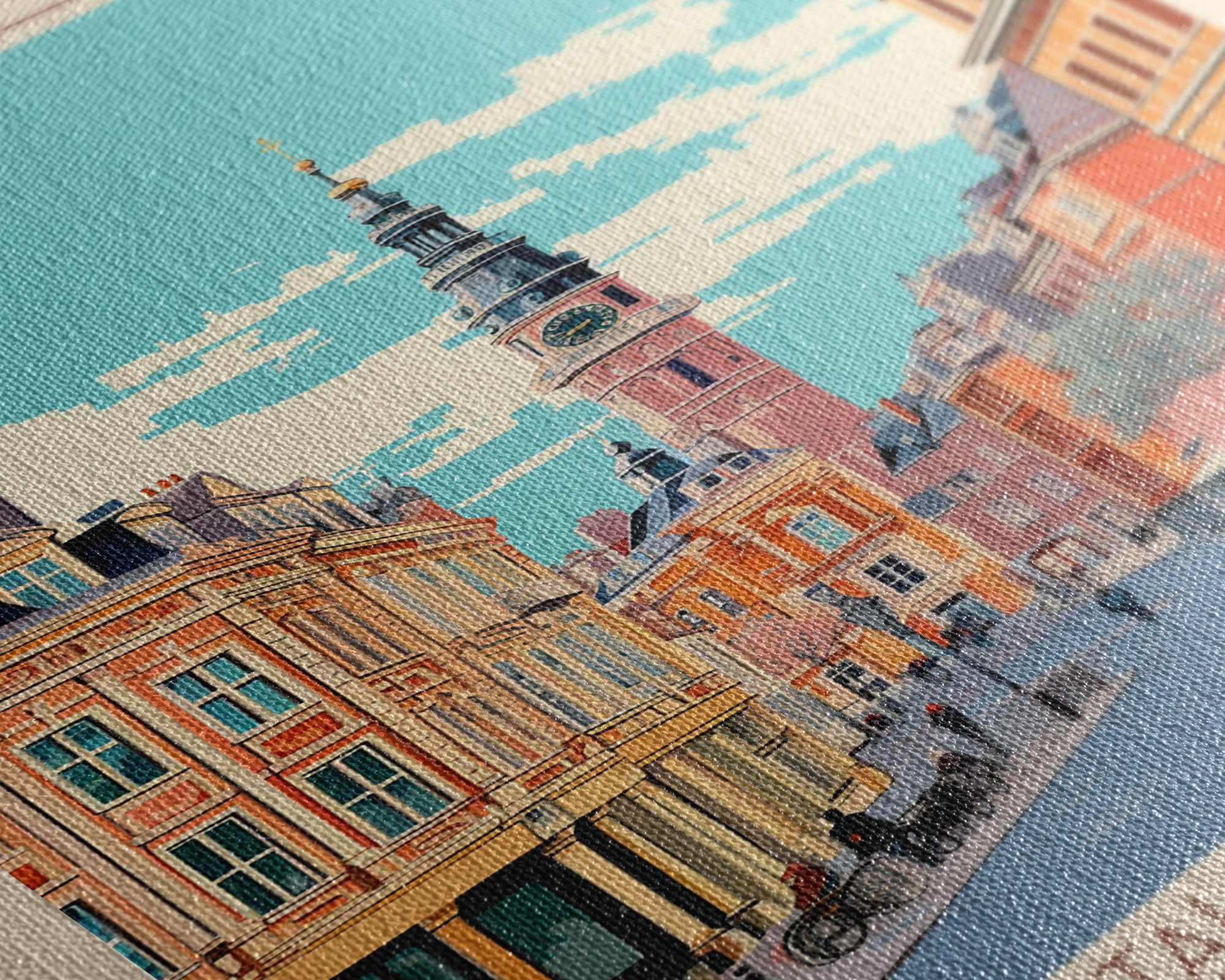 Lille France Travel Poster Framed Canvas Print, Midcentury Modern Art, Pop Art Wall Decor, Scenic Wall Art, Bedroom Decoration, Office Art