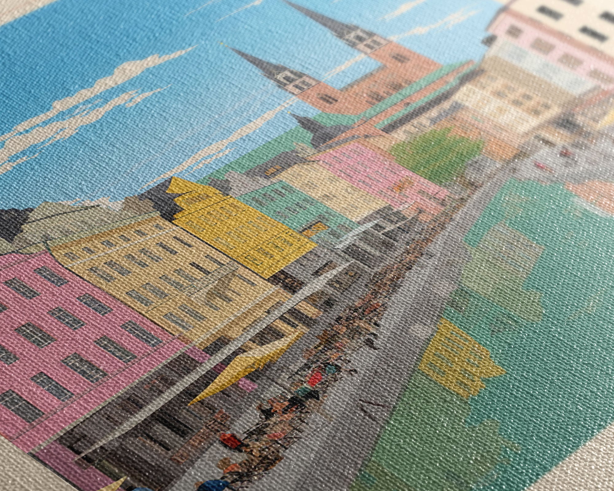 Linz Austria Travel Poster Framed Canvas Print, Wall Decor, Midcentury Modern Art, Pop Art, Scenic Art for Bedroom and Living Room