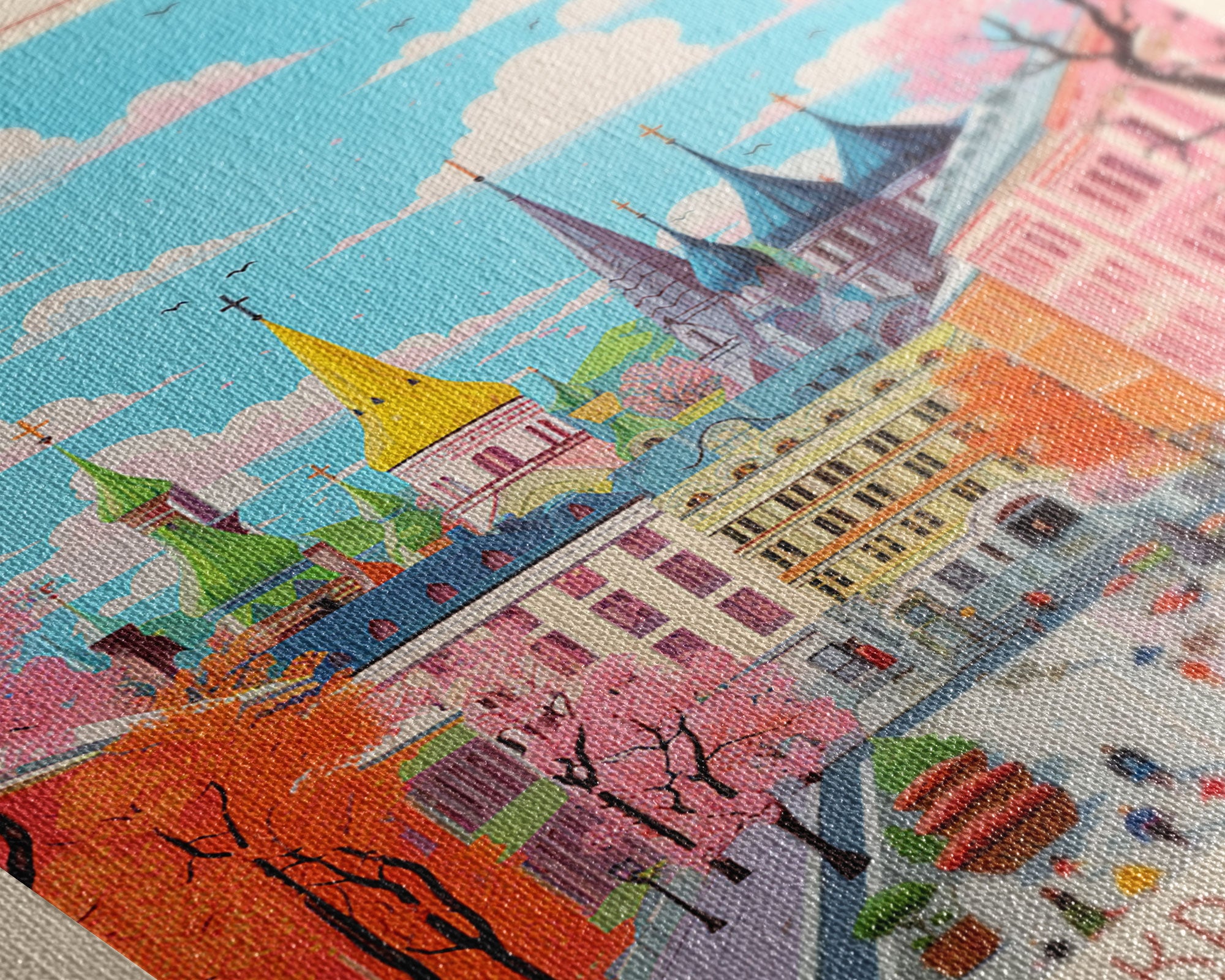 Lipetsk Russia Travel Poster Framed Canvas Print, Midcentury Modern Art, Pop Art Wall Decor, Scenic Art, Home and Office Decoration