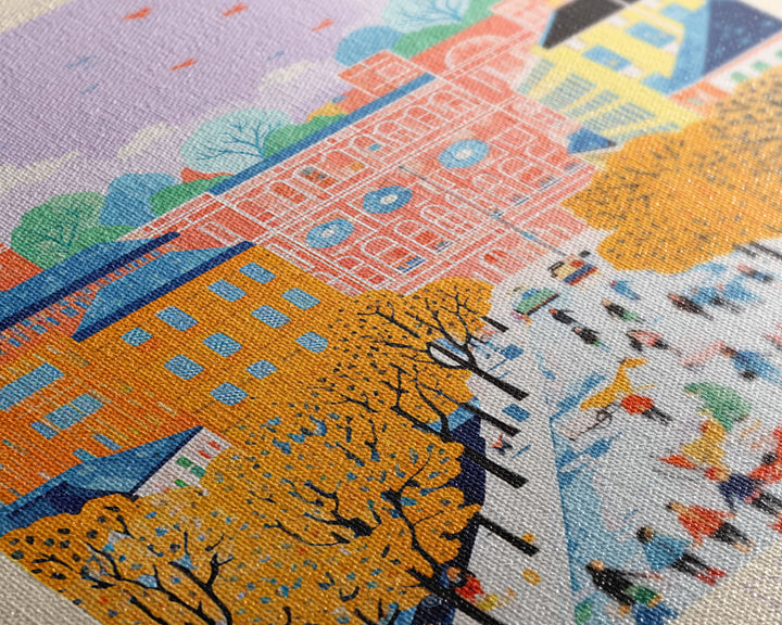 Logroño Spain Travel Poster Framed Canvas Print, Midcentury Modern Art, Pop Art Wall Decor, Scenic Art, Bedroom and Living Room Decor