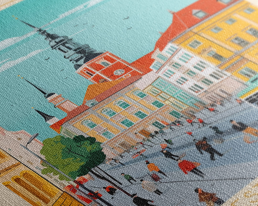 Lublin Poland Travel Poster Framed Canvas Print, Wall Decor, Midcentury Modern Art, Pop Art, Scenic Art for Bedroom and Living Room